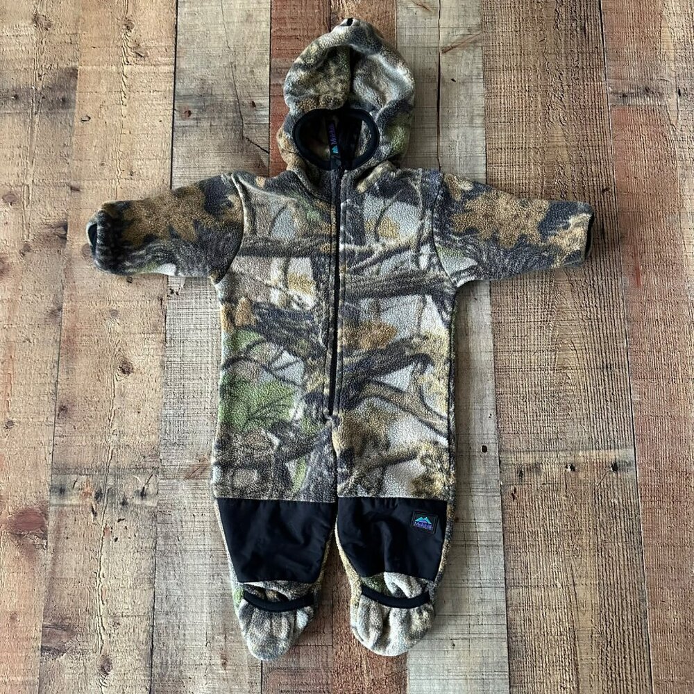 Molehill MT Camo 3/9 Month Bunting Fleece Hooded Full Zip One Piece Snowsuit